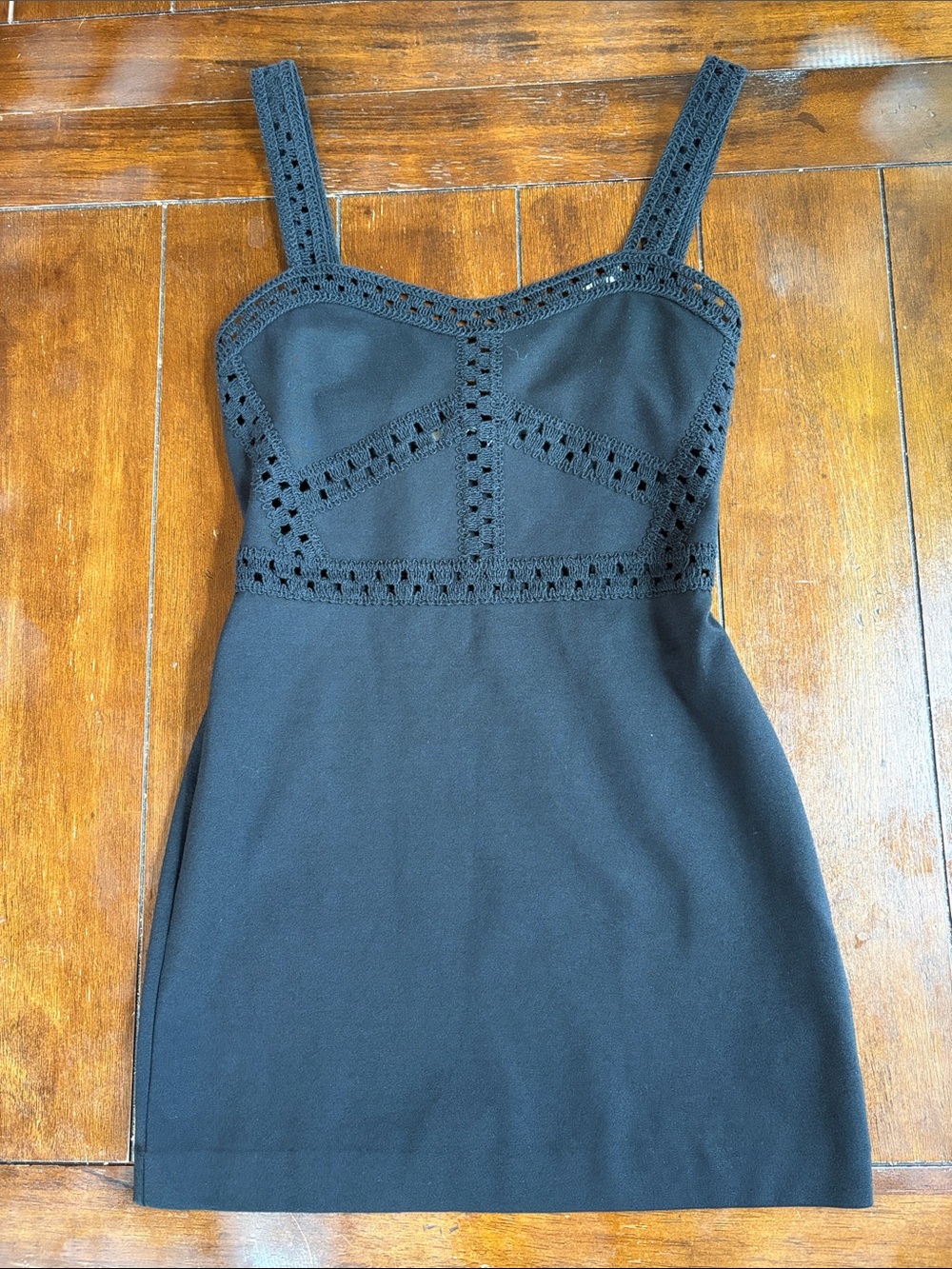 Zara Black Crochet-Detail Mini Dress NWT - Women’s size Small